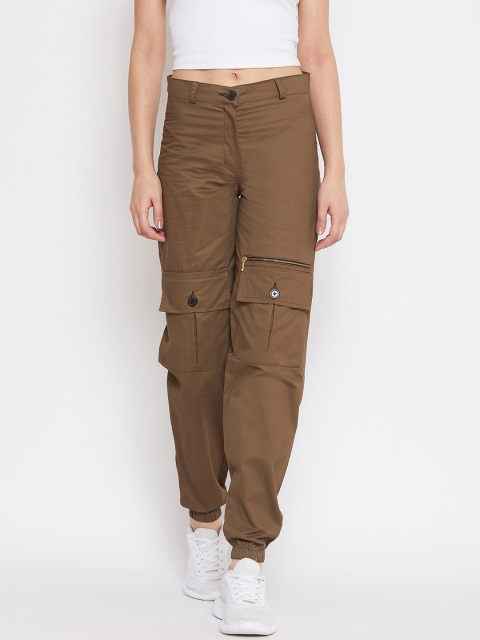 Rider Republic Women Coffee Brown Loose Fit Solid Cargos