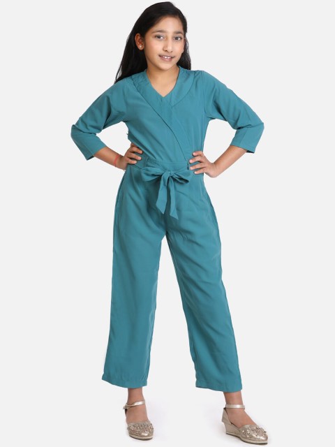 

LilPicks Girls Turquoise Blue Solid Basic Jumpsuit