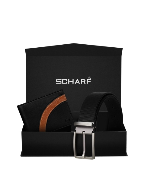 

SCHARF Men Black Genuine Leather Belt & Wallet Accessory Gift Set