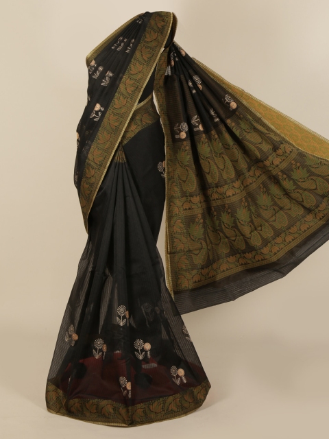 

Pothys Black & Gold-Coloured Cotton Blend Woven Design Saree