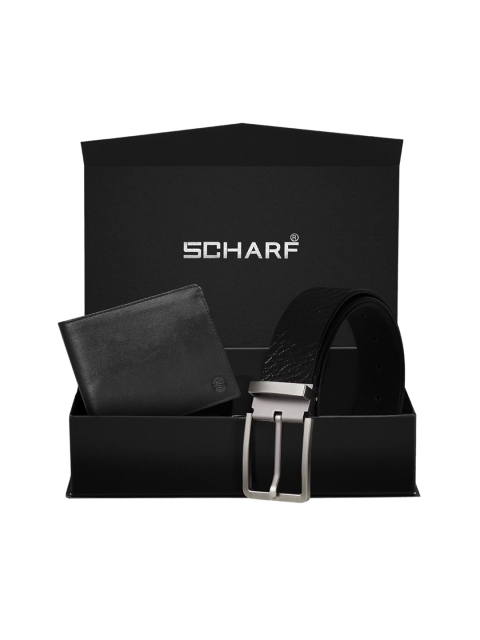 

SCHARF Men Black Genuine Leather Formal Belt & Wallet Gift Set