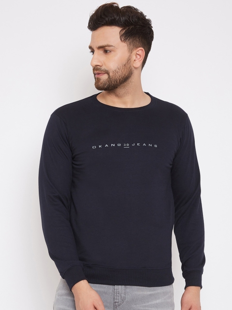 

Okane Men Navy Blue Solid Sweatshirt