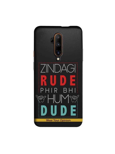

CelfieDesign Red & Black Quirky Sustainable Zindagi Rude OnePlus 7T Pro Back Cover