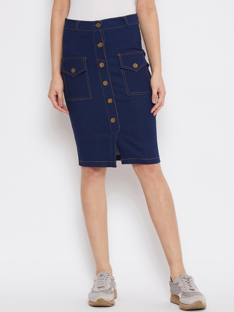 

Rider Republic Women Navy Blue Solid Pencil Skirt