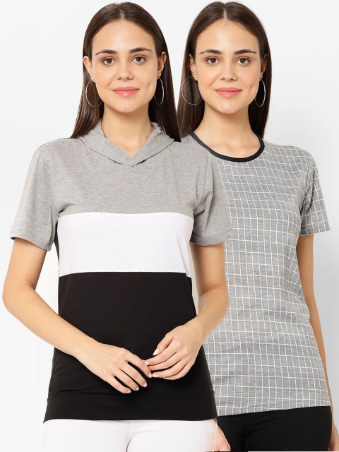 

VIMAL JONNEY Women Multicoloured Striped Polo Collar T-shirt, Multi
