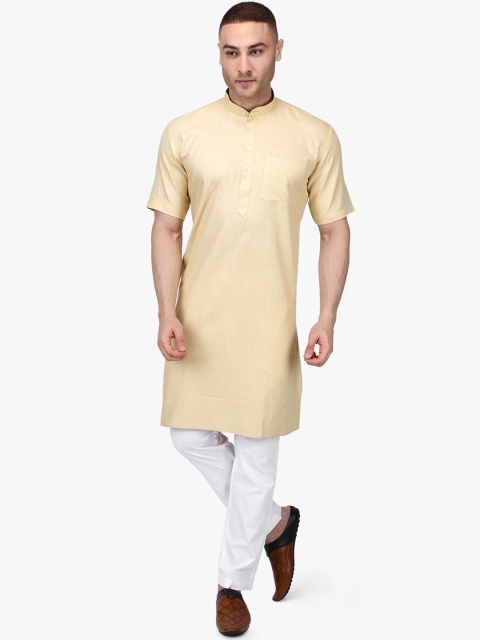 

RAJUBHAI HARGOVINDAS Men Beige Cotton Kurta