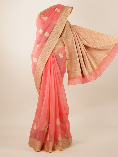 

Pothys Peach-Coloured Woven Design Cotton Blend Saree