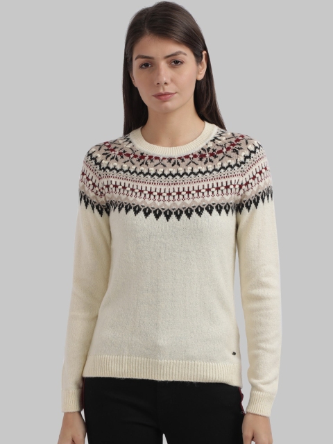 

Parx Women Off-White & Black Printed Pullover Sweater