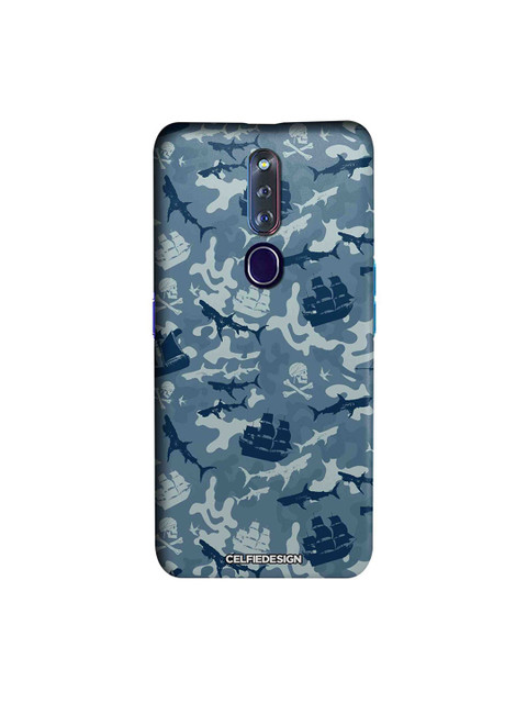 

CelfieDesign Teal Blue & Navy Blue Pirates Pattern Printed Sustainable Oppo F11 Pro Back Case