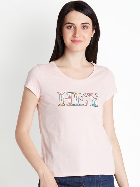 

Honey by Pantaloons Women Pink Printed Round Neck T-shirt