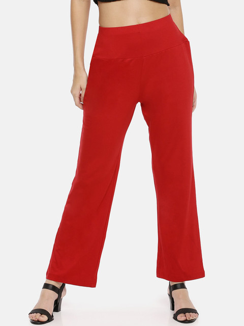 

GOLDSTROMS Women Red Loose Fit Solid Parallel Trousers