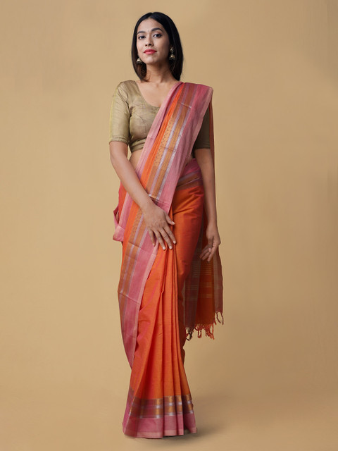 

Unnati Silks Orange Woven Design Saree