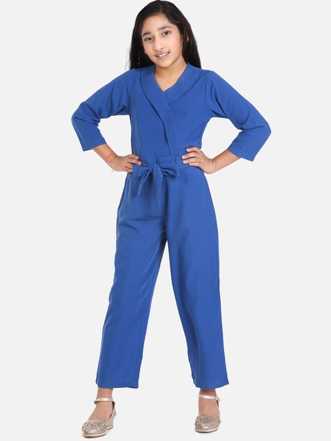 

LilPicks Girls Blue Solid Basic Jumpsuit