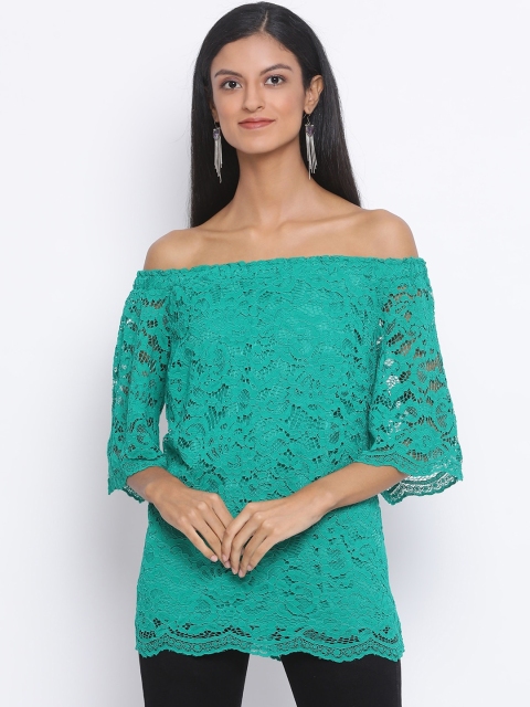 

Oxolloxo Women Green Self Design Bardot Top