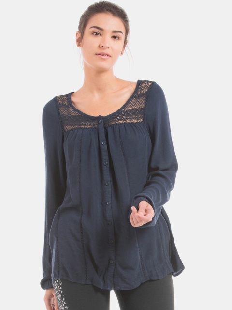 

Aeropostale Women Blue Solid Top