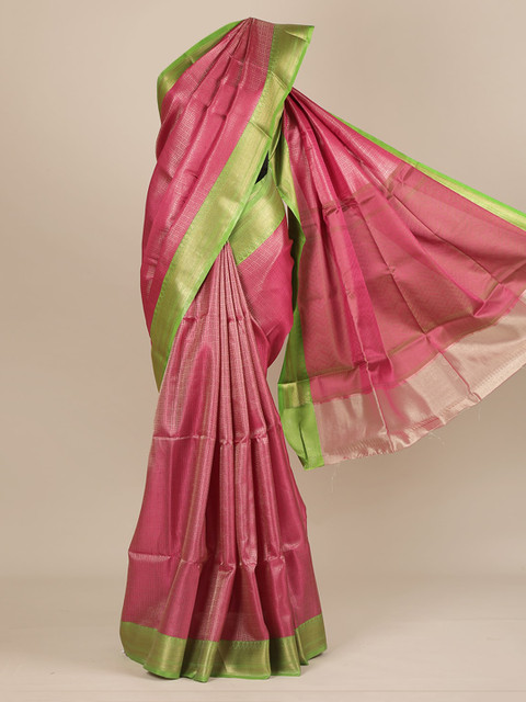 

Pothys Magenta & Green Tissue Woven Design Saree
