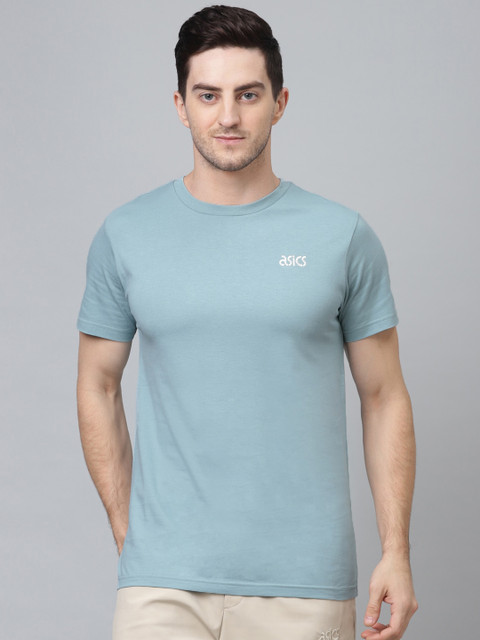 

ASICS Men Blue Solid Round Neck JSY TOKYO SS T 1 T-shirt