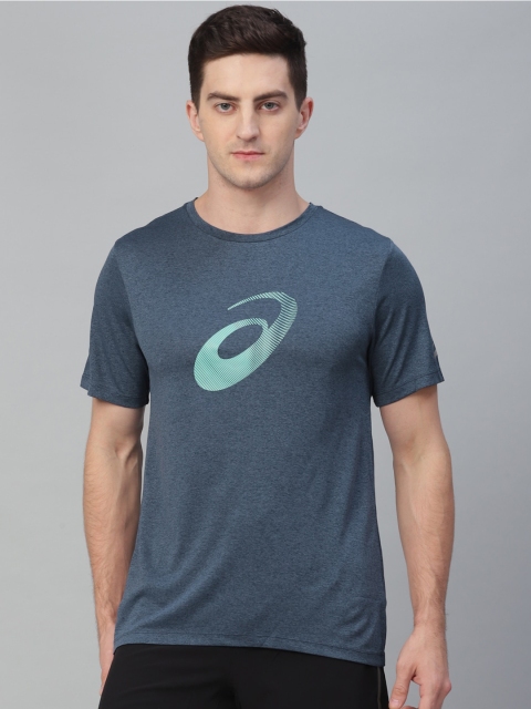 

ASICS Men Blue Printed Round Neck T-shirt