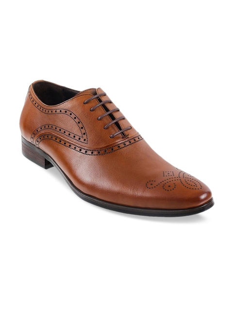 

DAVINCHI Men Tan Brown Solid Formal Leather Brogues