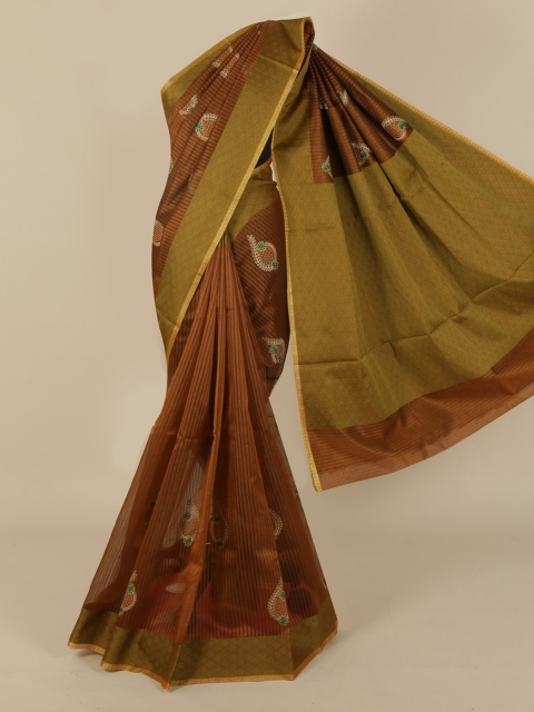 Pothys Brown Woven Design Cotton Blend Saree