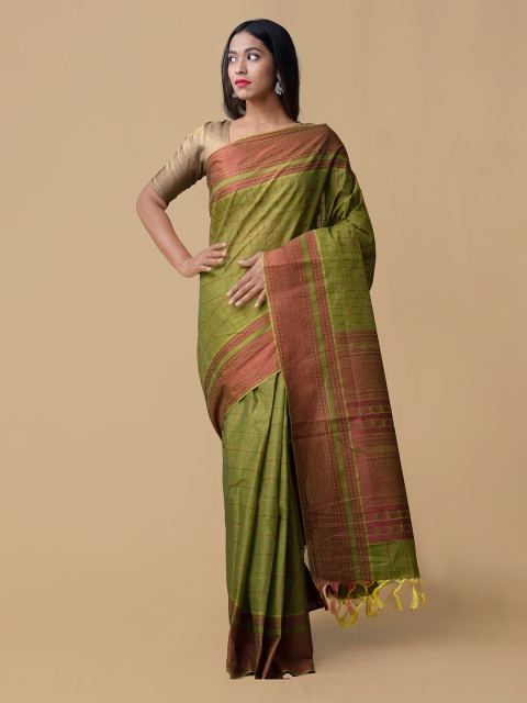 

Unnati Silks Green Checked Mysore Silk Saree