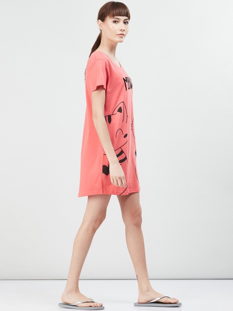 max Women Pink Printed Sleep Shirt