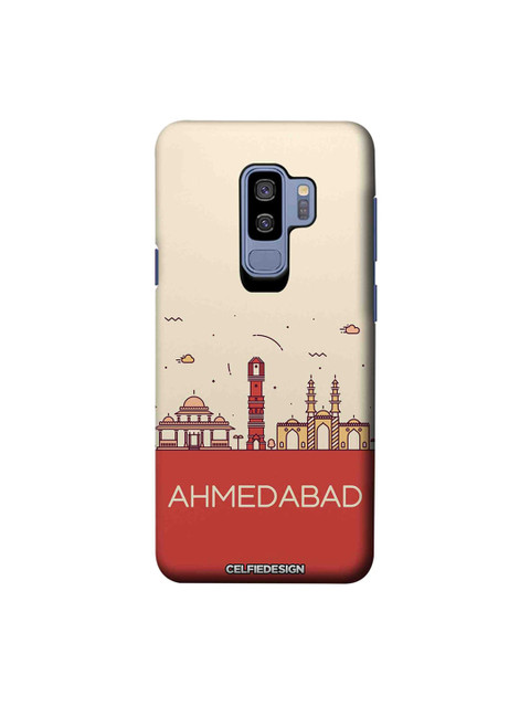 

CelfieDesign Beige & Red Ahmedabad Skyline Signature Samsung Galaxy S9 Plus Back Cover