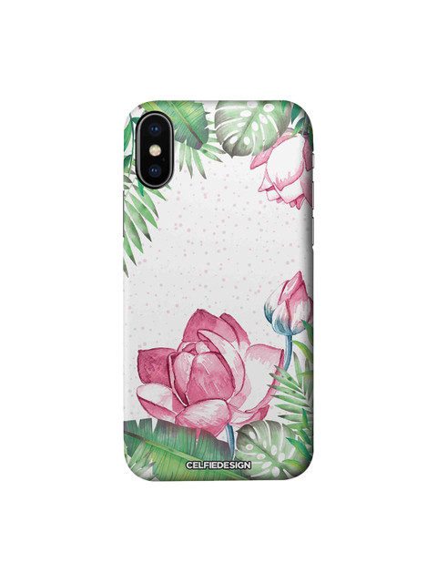 

CelfieDesign Pink & Green Laotian Lotus Printed iPhone XS Sustainable Back Cover