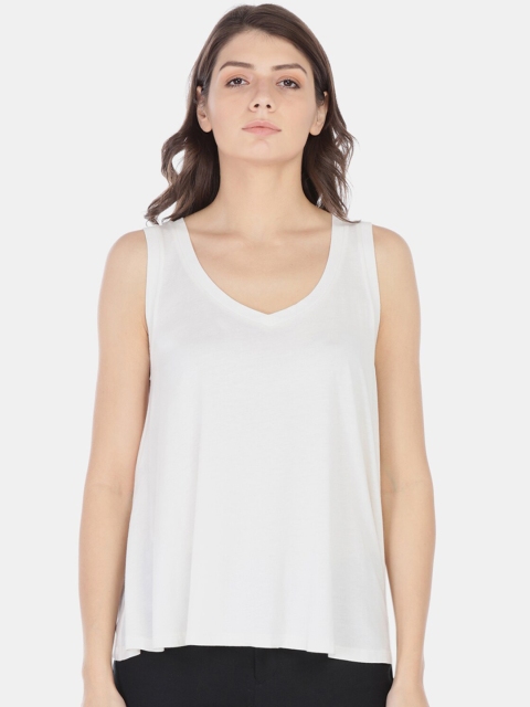 

GAP Women White Solid A-Line Top