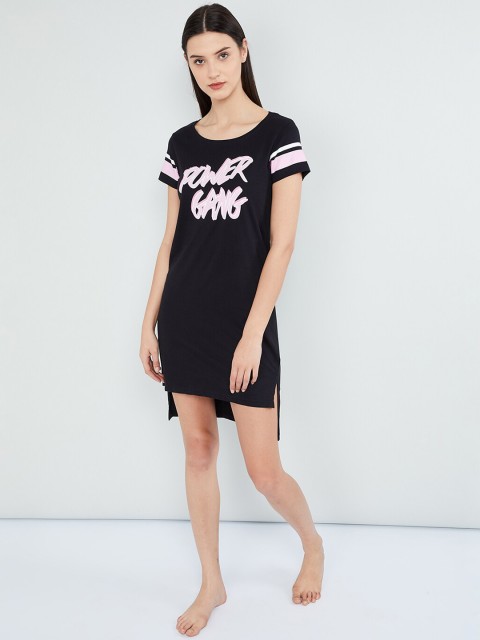 

max Women Black Printed Sleep Shirt