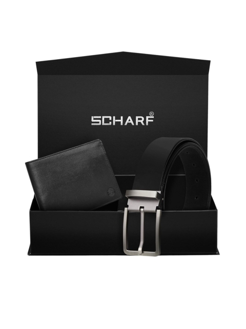

SCHARF Men Black Genuine Leather Formal Belt & Wallet Gift Set