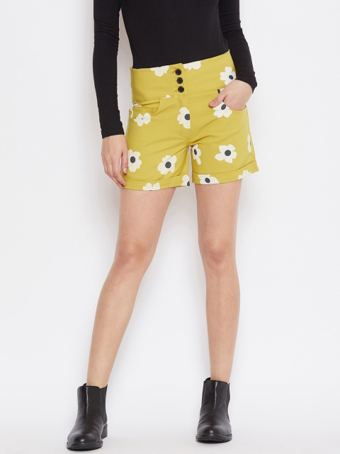 

Rider Republic Women Yellow & White Printed Regular Fit Regular Shorts