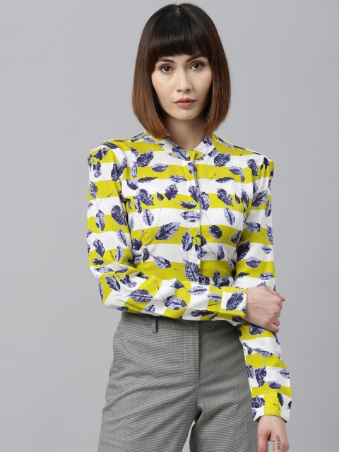 

Park Avenue Woman Women Yellow Printed Shirt Style Top