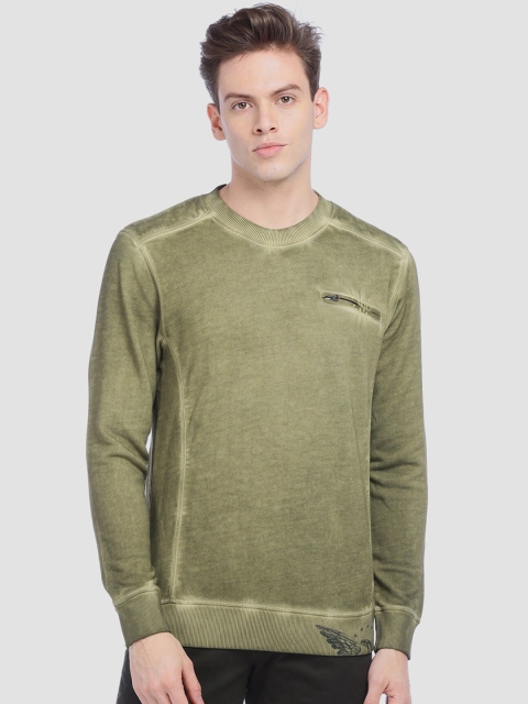 

Arrow Men Green Solid Sweatshirt