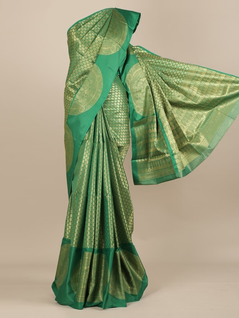 

Pothys Green & Gold-Toned Tissue Woven Design Saree
