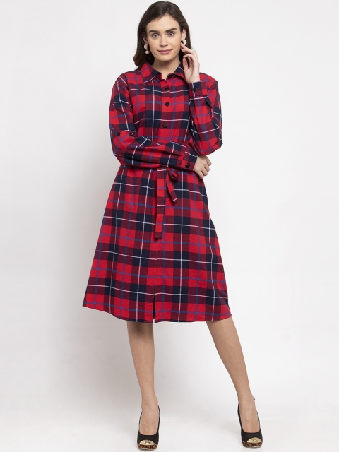 

Purple State Women Red Checked Shirt Dress