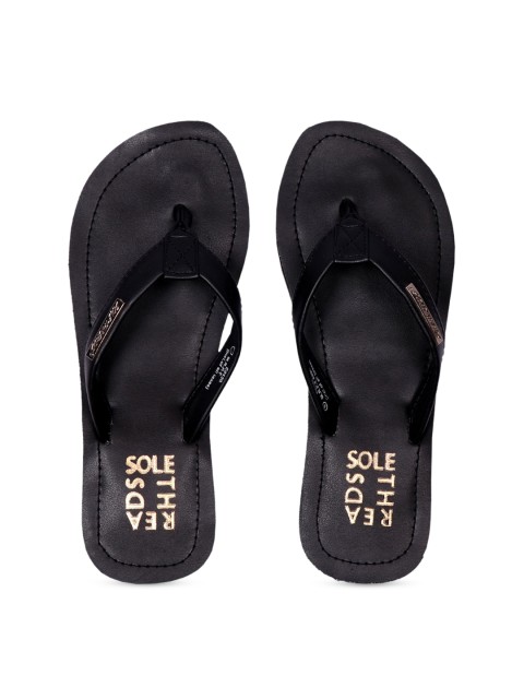 

Solethreads Women Black Printed Thong Flip-Flops