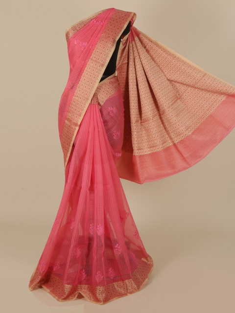

Pothys Pink & Gold-Coloured Cotton Blend Woven Design Saree
