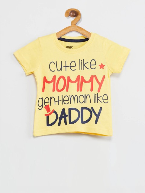 

max Boys Yellow Printed Round Neck T-shirt
