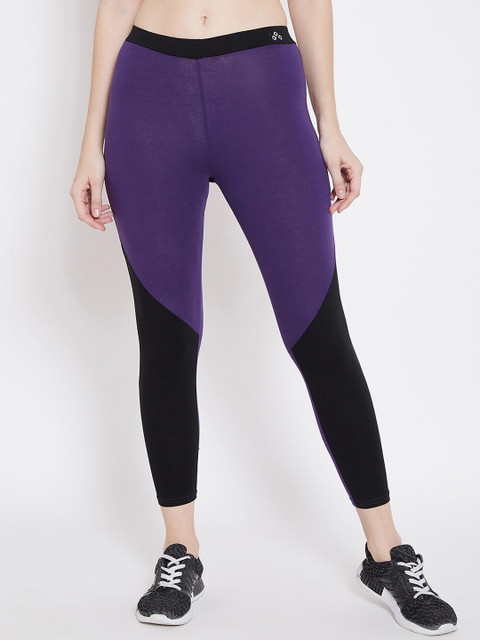 

ALIZA Women Purple & Black Colourblocked Tights