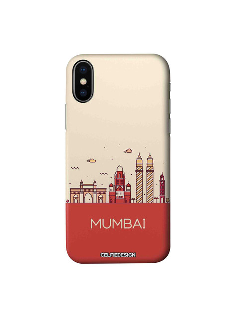 

CelfieDesign Beige & Red Mumbai Skyline Apple iPhone XS Back Cover