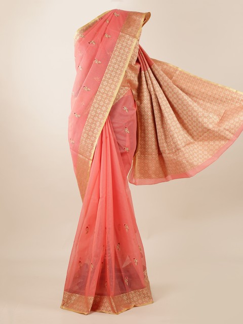 

Pothys Peach-Coloured Woven Design Saree