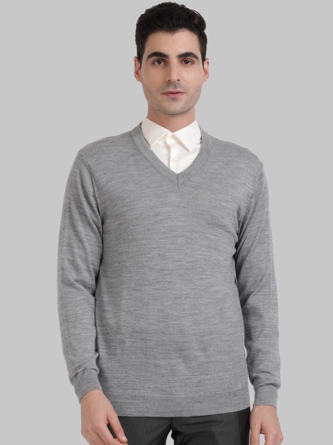 

ColorPlus Men Acrylic Grey Solid Pullover Sweater