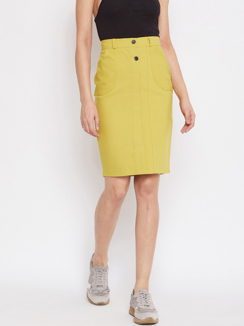

Rider Republic Women Yellow Solid Pencil Skirt