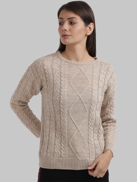 

Parx Women Beige Self Design Pullover Sweater