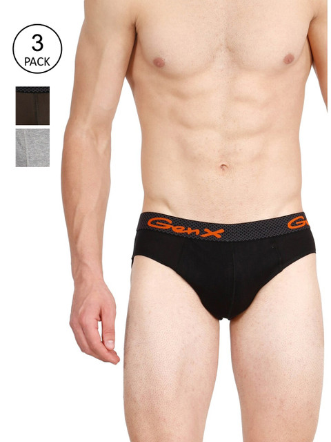 

Genx Men Pack of 3 Solid Assorted Briefs GENX_RUSH_BRF_OE_3PC