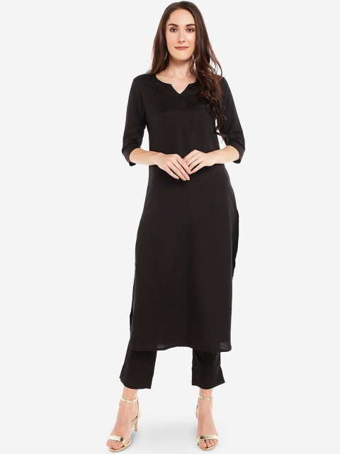 

Desi Weavess Women Black Solid Kurta with Trousers