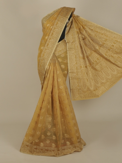 

Pothys Mustard Yellow Woven Design Cotton Blend Manipuri Saree