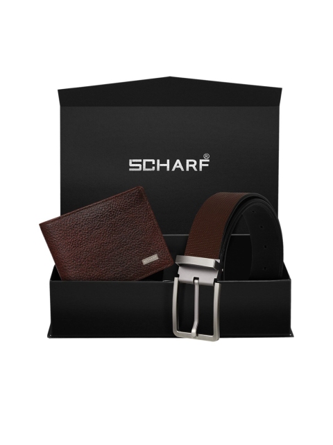 

SCHARF Men Brown Genuine Leather Belt & Wallet Accessory Gift Set