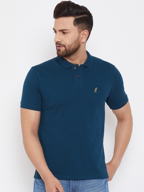 

HARBORNBAY Men Teal Solid Polo Collar T-shirt